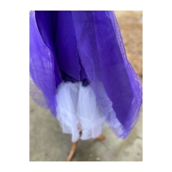 1980s Prom Dress Sweetheart Neck Beaded Bodice Tulle Layered Skirt Fit & Flare - Picture 9 of 14